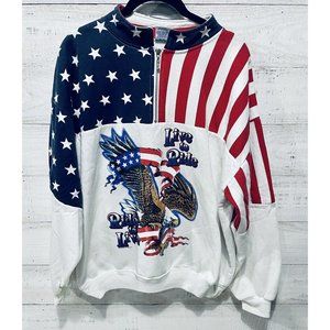 Vintage ESY SPORTSWEAR Ride To Live Live To Ride 1/4 Zip Sweatshirt Size Large